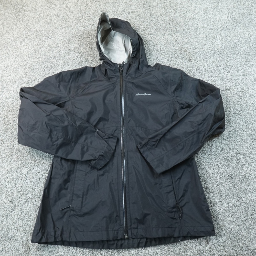 Eddie Bauer Jacket Womens PM Black Weatheredge Full Zip Rain Windbreaker Coat